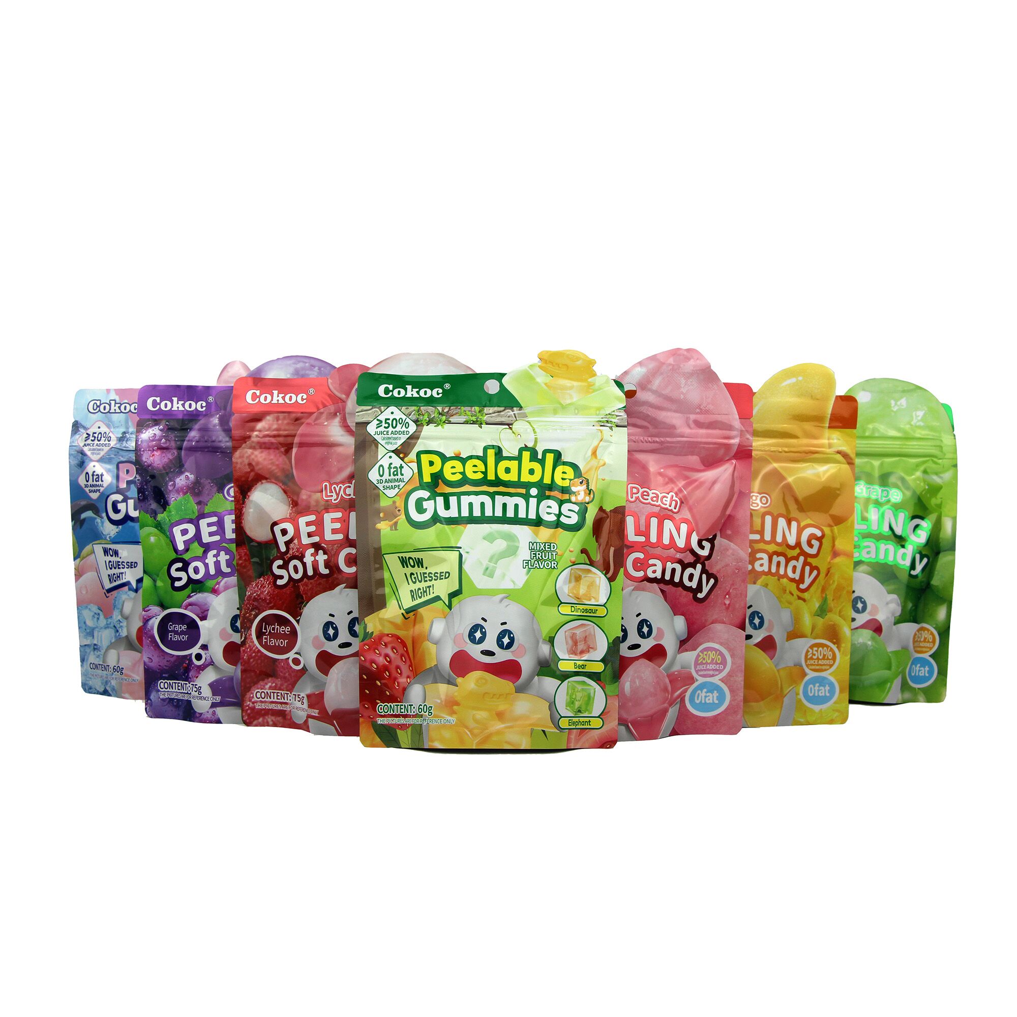 Peeling Soft Candy – Pack découverte (Mixed Fruit Soda – Grape – Lychee – Mixed Fruit – Green Grape – Mango) bonbons à éplucher Peeling Soft Candy - Pack découverte (Mixed Fruit Soda - Grape - Lychee - Mixed Fruit - Green Grape - Mango) bonbons à éplucher